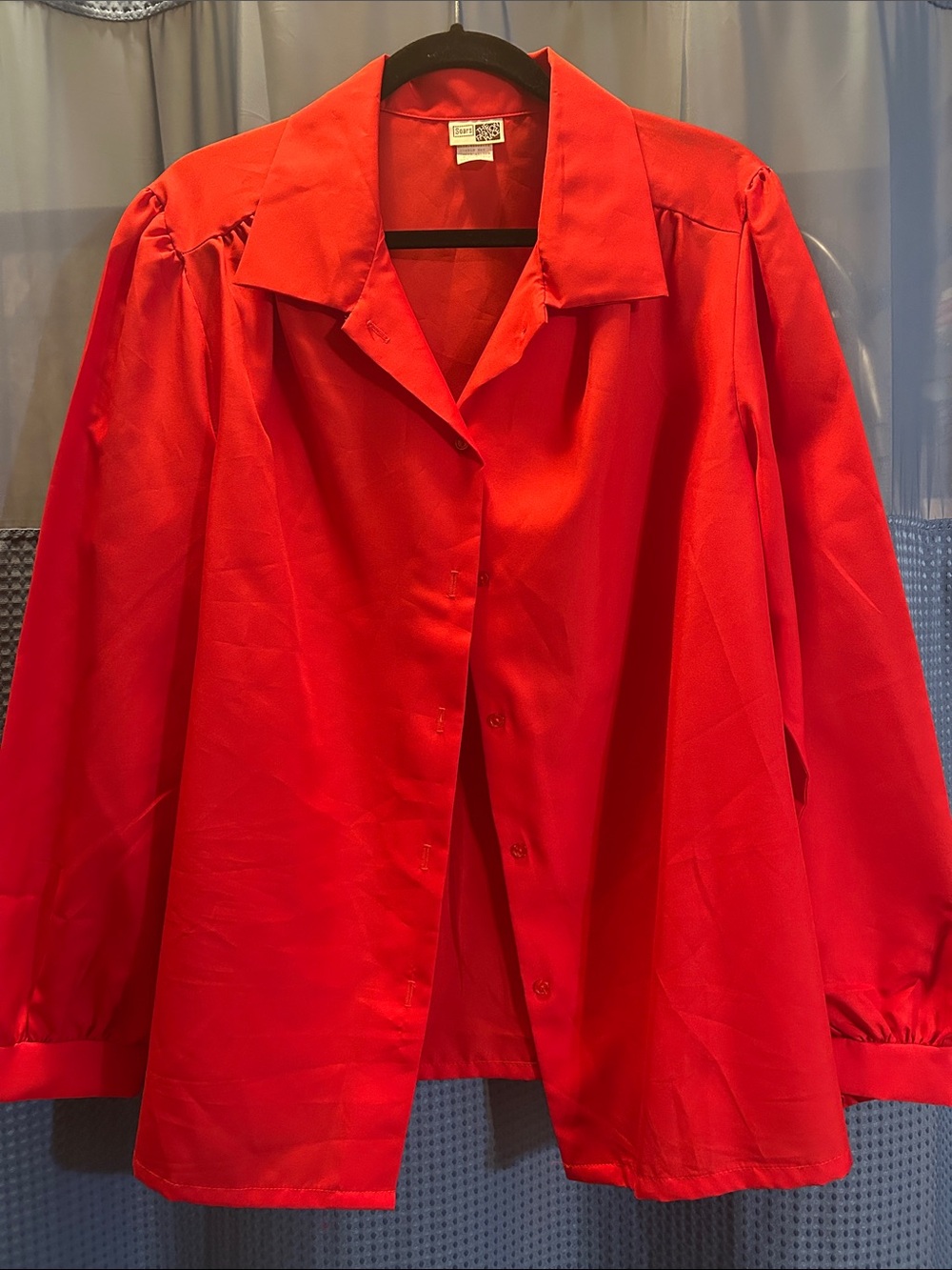 Vintage Sears Red Button-Up Women’s Blouse